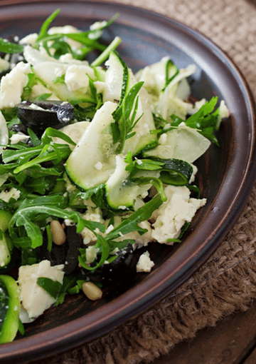 salad with zucchini, feta and rocket